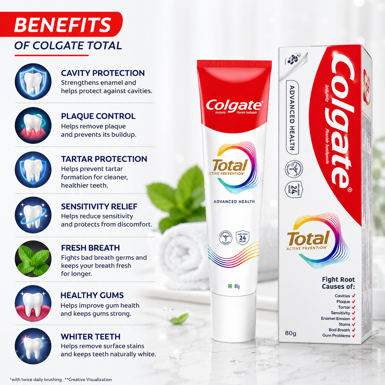 Colgate Total Advanced Health Toothpaste - 80g - Image 5