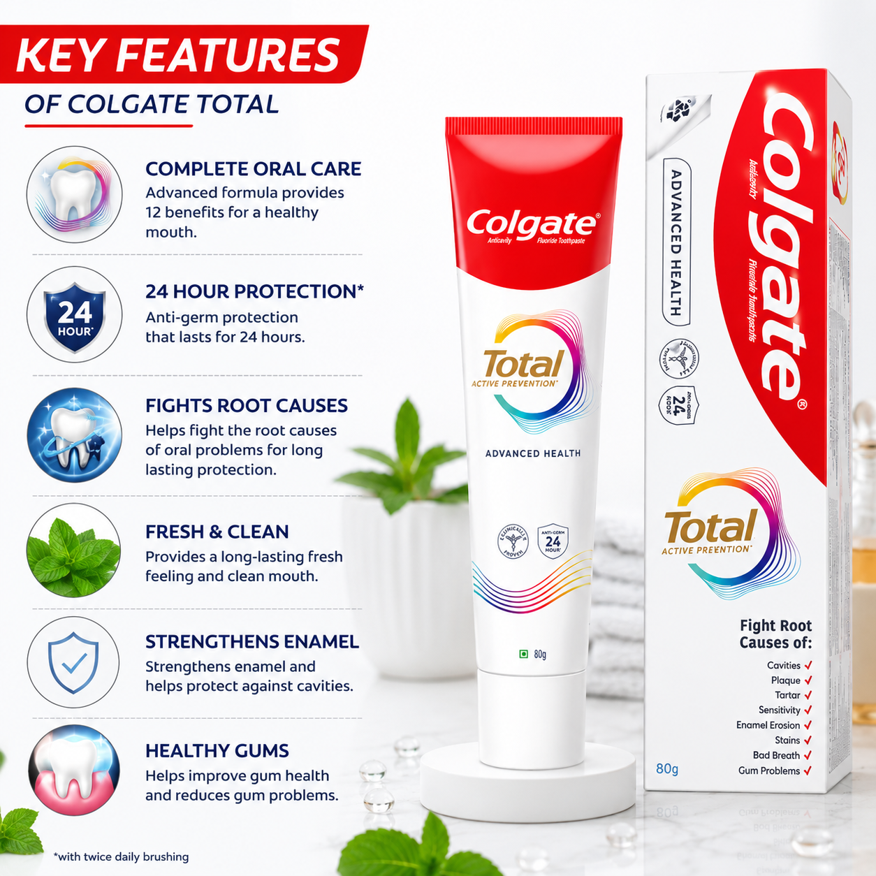 Colgate Total Advanced Health Toothpaste - 80g - Image 6