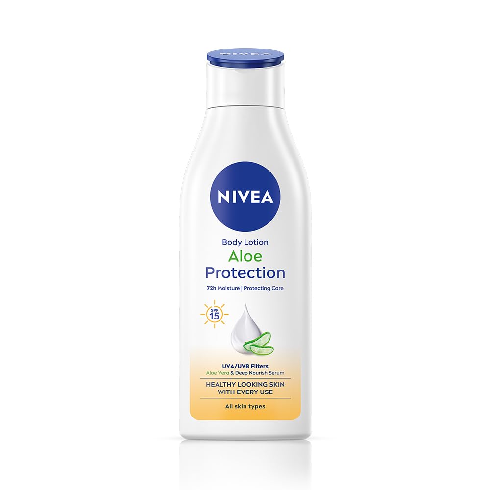 NIVEA Aloe Protection Body Lotion SPF 15 with Deep Moisture Serum for All Skin Types -200ml