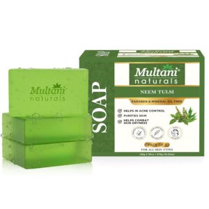 Multani Naturals Neem Tulsi Soap – Paraben Free Bath Soap (Pack of 3, 125g Each)