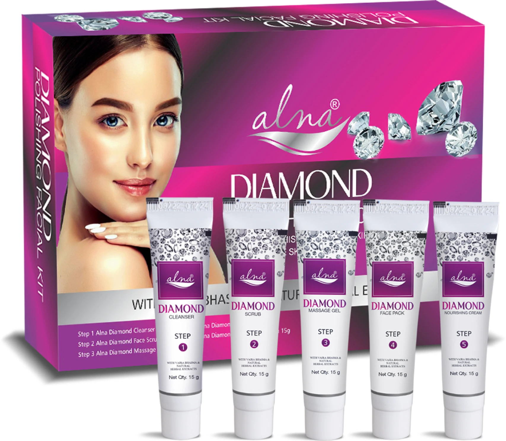 Alna Diamond Facial Kit (5 Step Skin Brightening Facial Kit)
