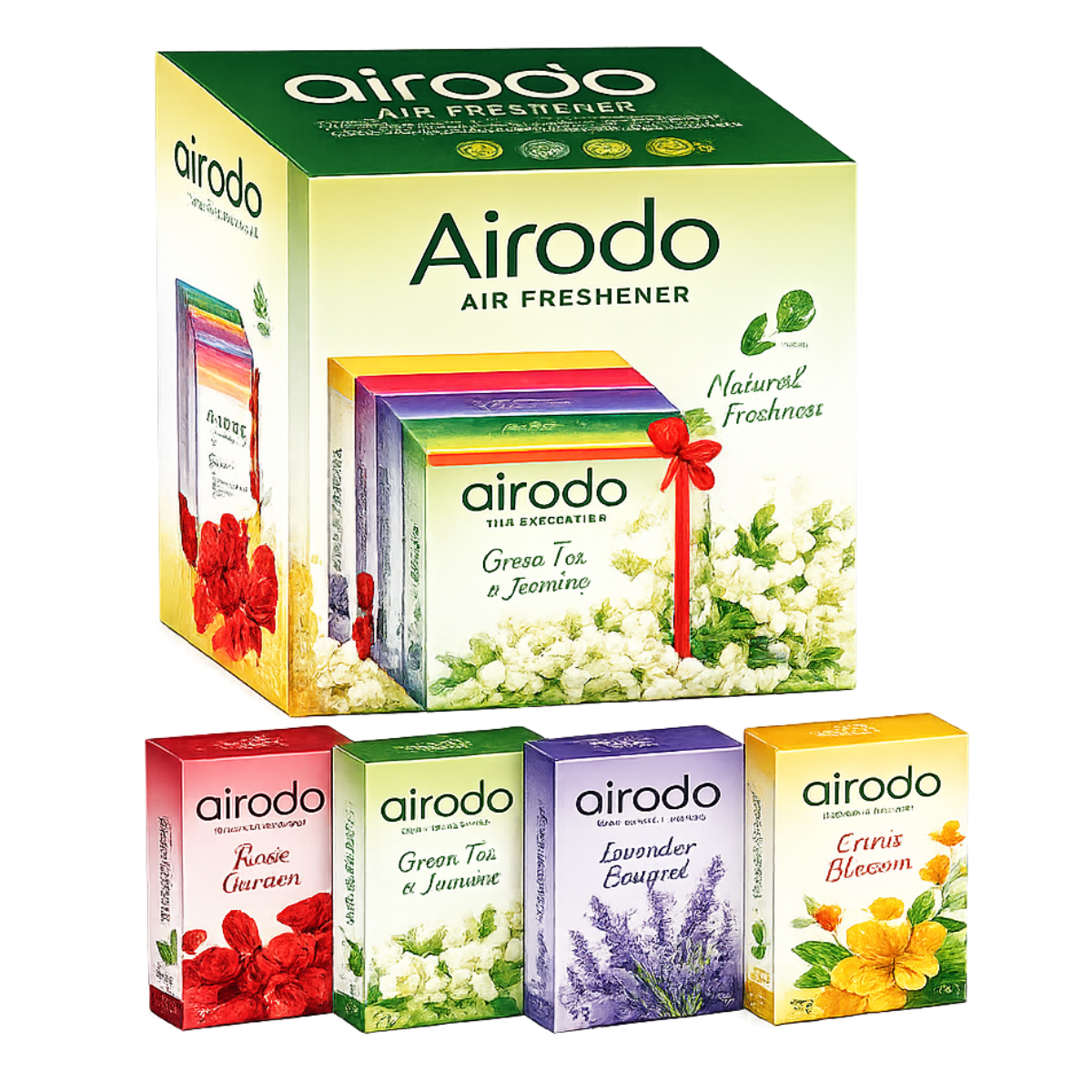 Airodo Air Freshener Pack of 4 (50g Each) – Magic Rose, Just Jasmine, Lovely Lavender & Citrus Blast -200g