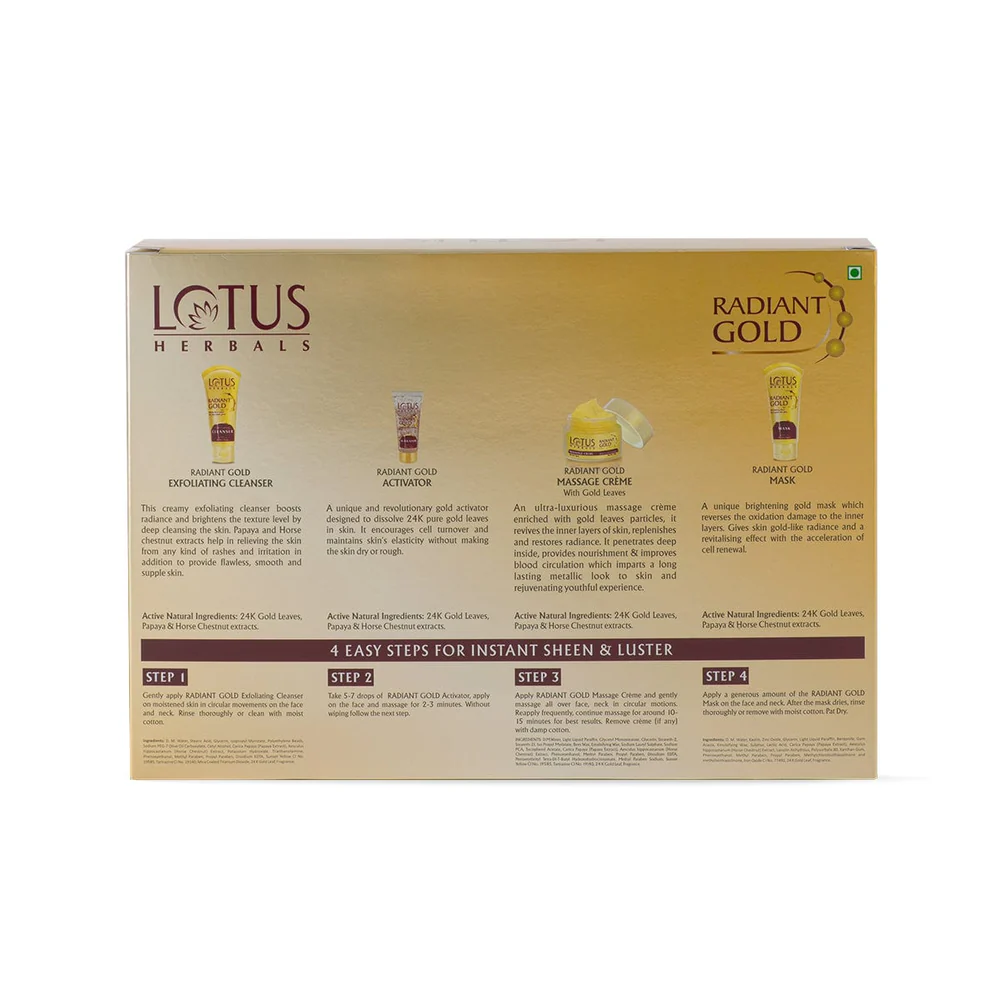 Lotus Herbals Radiant Gold Facial Kit (6 Step Facial for Instant Glow & Bright Skin) - Image 6