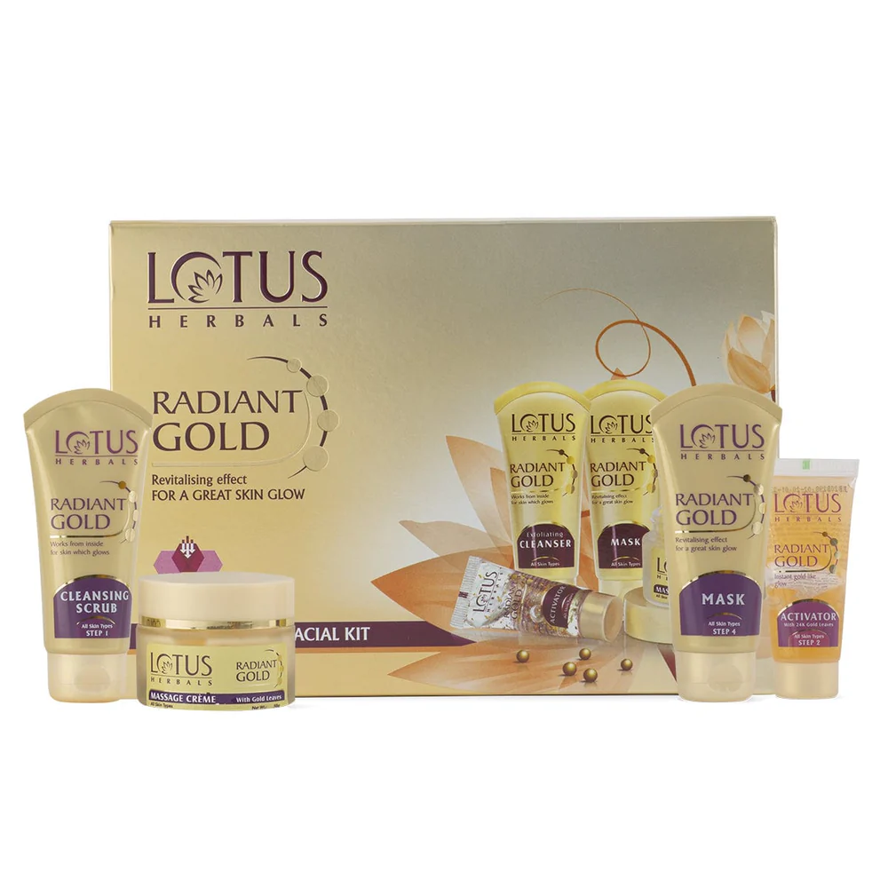 Lotus Herbals Radiant Gold Facial Kit (6 Step Facial for Instant Glow & Bright Skin)