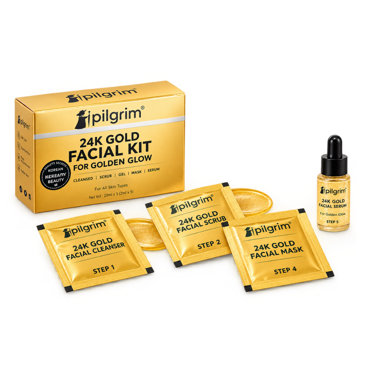 Pilgrim 24K Gold Facial Kit – Golden Glow Skin Care Kit - Image 2