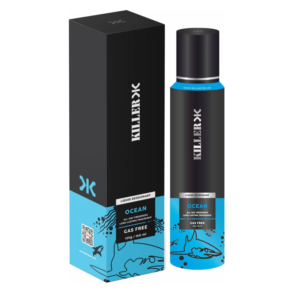Killer Ocean Liquid Deodorant Spray for Men – Gas Free Long Lasting Freshness | 150ml