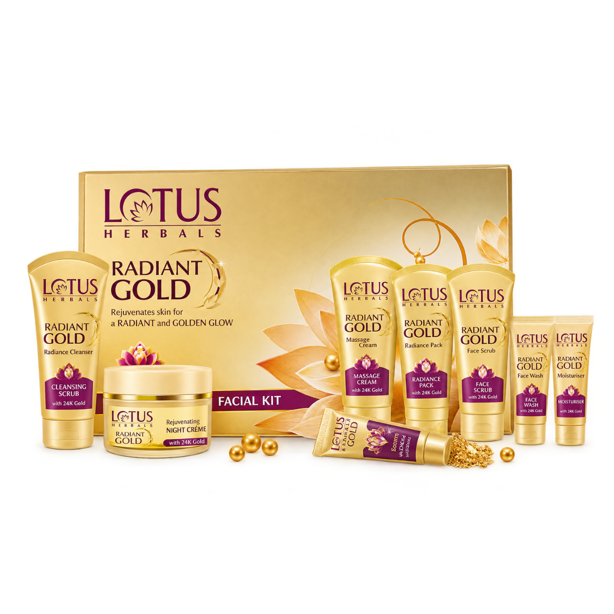Lotus Herbals Radiant Gold Facial Kit (6 Step Facial for Instant Glow & Bright Skin) - Image 3
