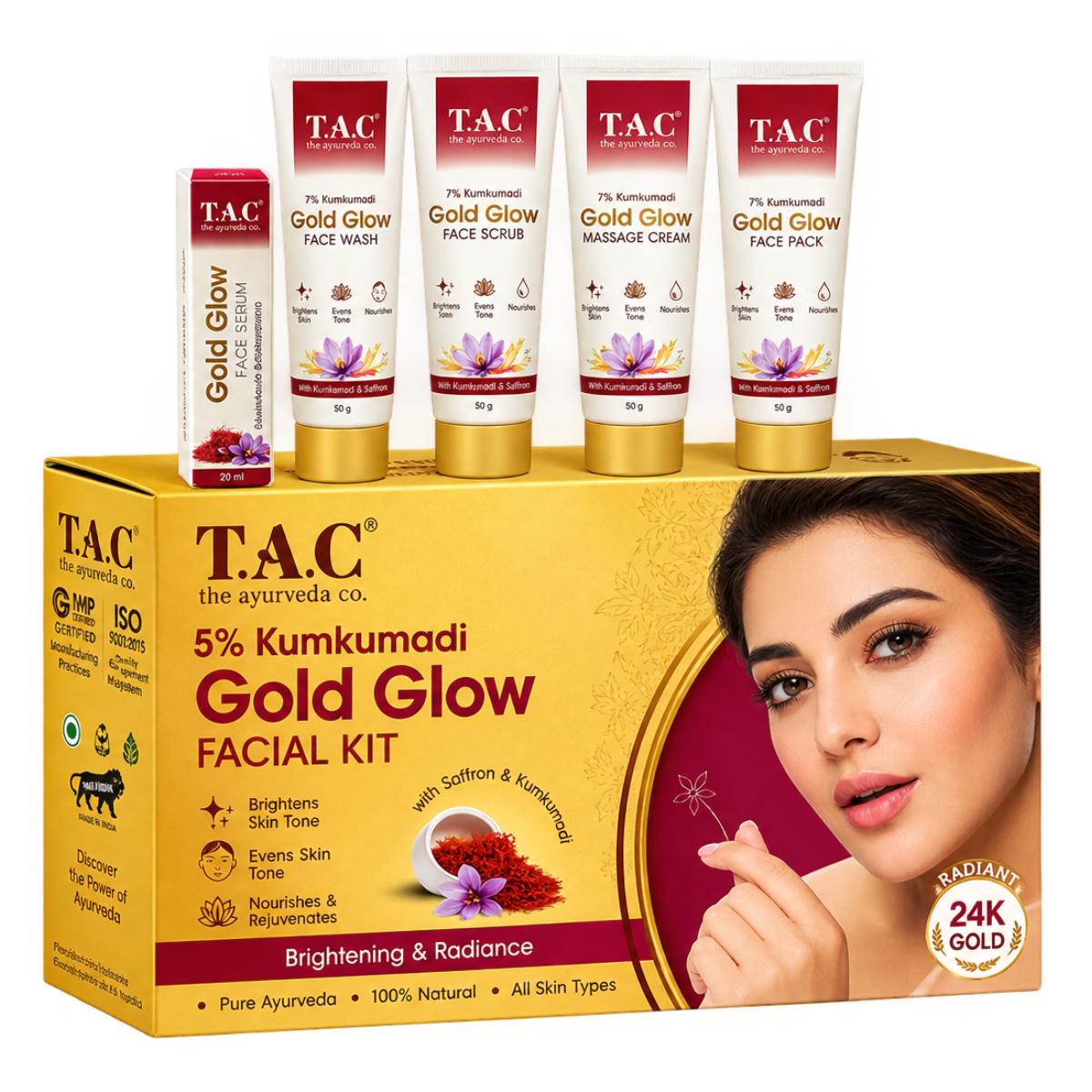 T.A.C 5% Kumkumadi Gold Glow Facial Kit (24K Gold Infused)
