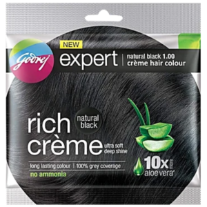 Godrej Expert Rich Crème Hair Colour – Natural Black 1.00 (Single Use Kit)