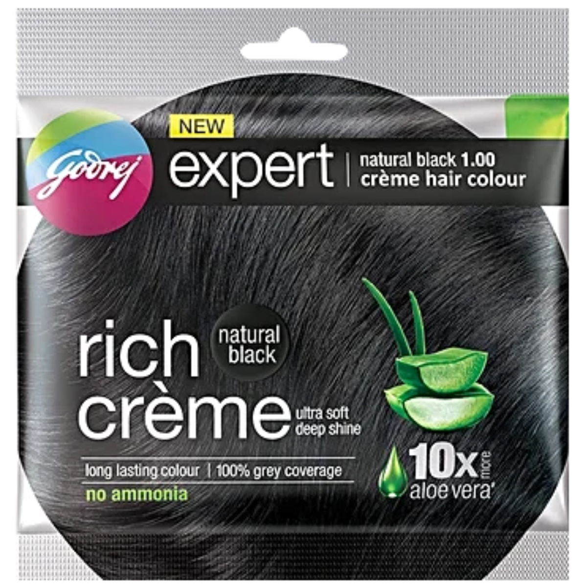 Godrej Expert Rich Crème Hair Colour – Natural Black 1.00 (Single Use Kit)