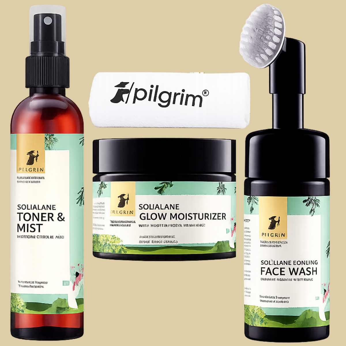 Pilgrim Squalane Glow Moisturizer Face Care Gift Set with Facewash, Toner Mist & Headband - Image 3