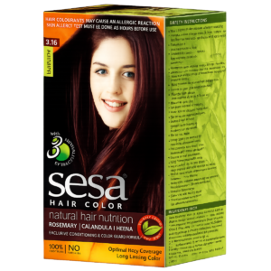 Sesa Hair Color Natural Burgundy 3.16 | 100% Grey Coverage | No Ammonia