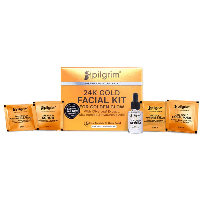 Pligrim 24K Gold Facial Kit – Golden Glow Skin Care Kit