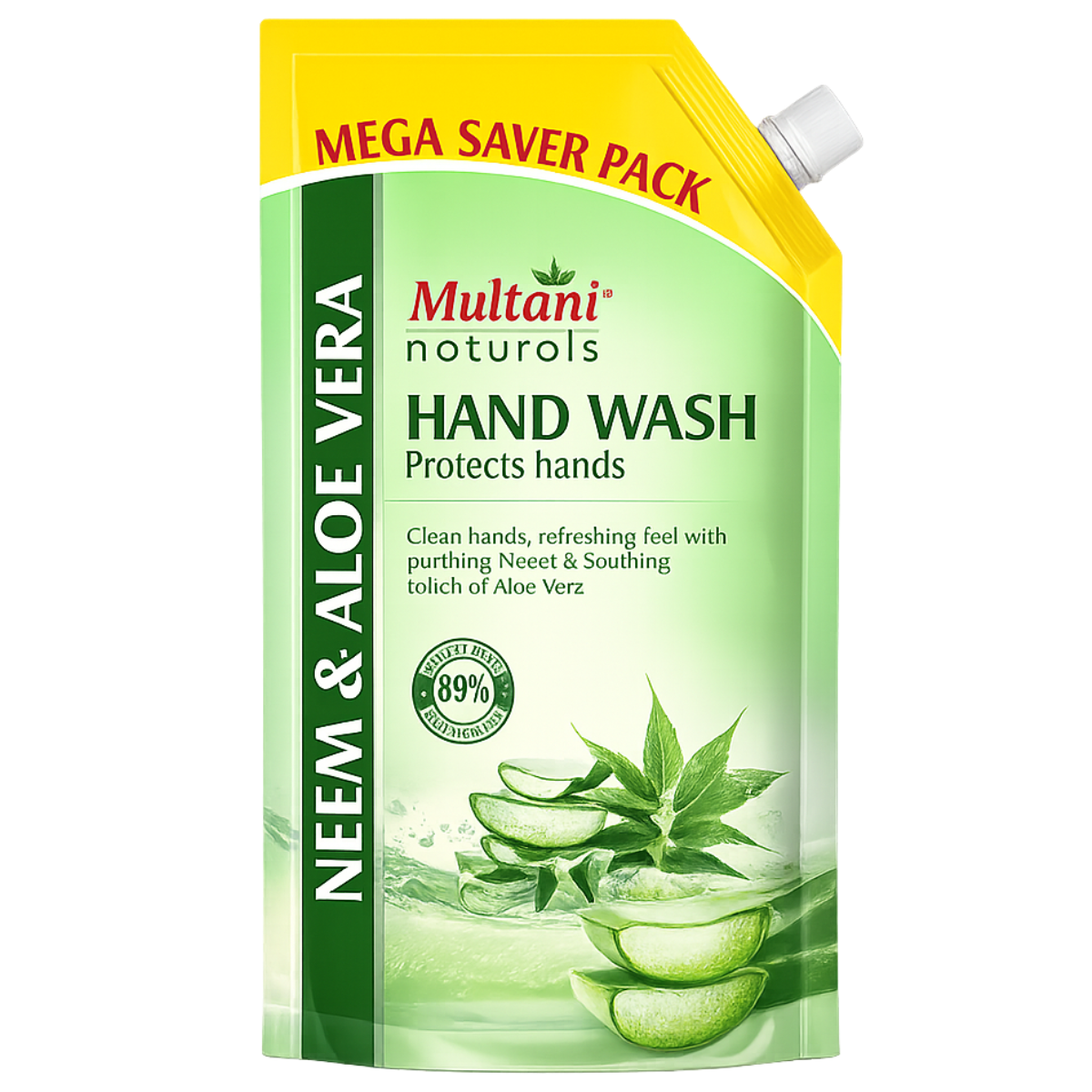 Multani Naturals Neem & Aloe Vera Hand Wash Refill Pack – (Mega Saver Pack)