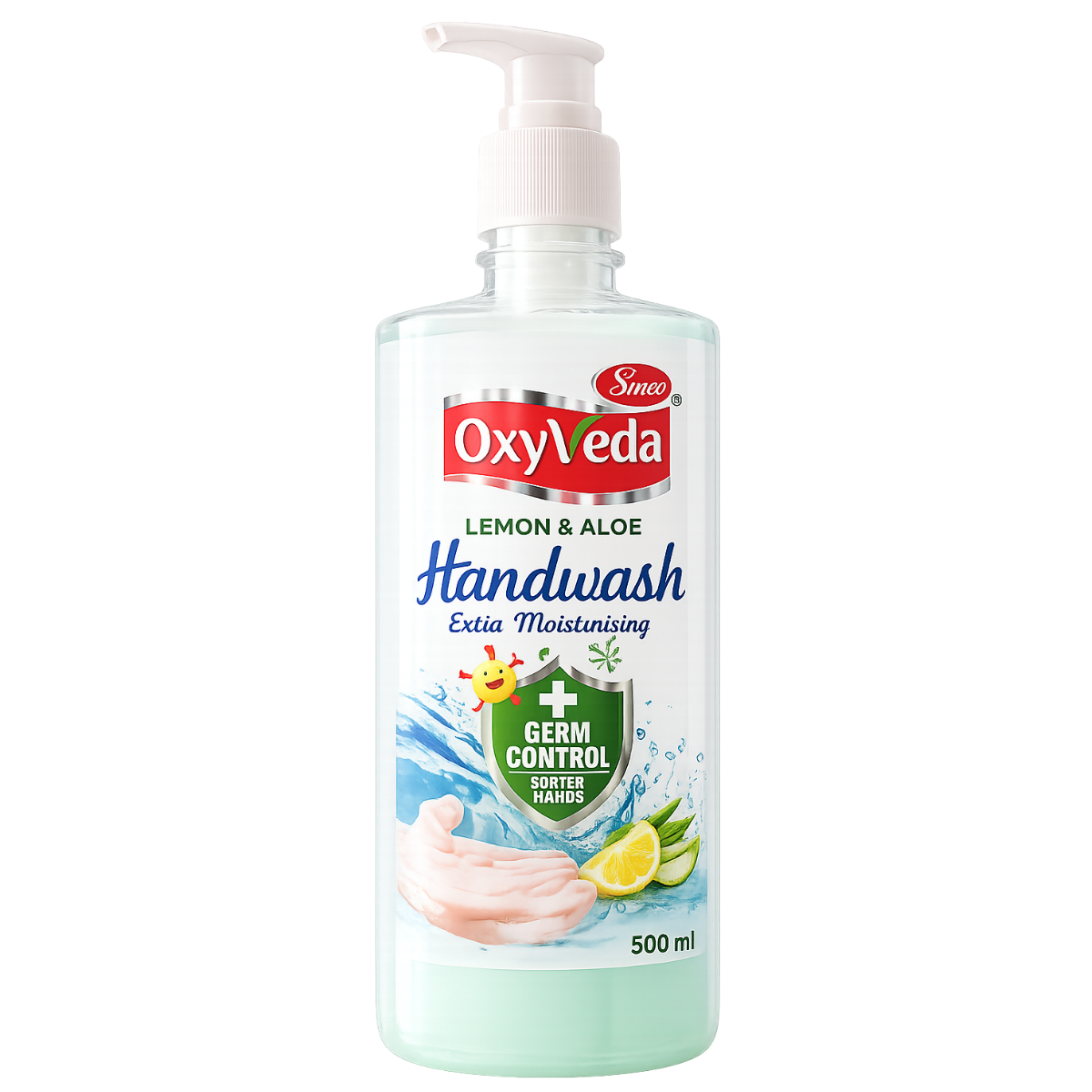 Oxyveda Lemon & Aloe Handwash (500ml) – Germ Protection & Moisturizing Care
