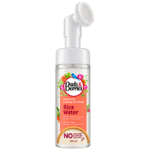 Buds & Berries Moisturising Foaming Face Wash with Rice Water (with Built-in Brush) - 100ml