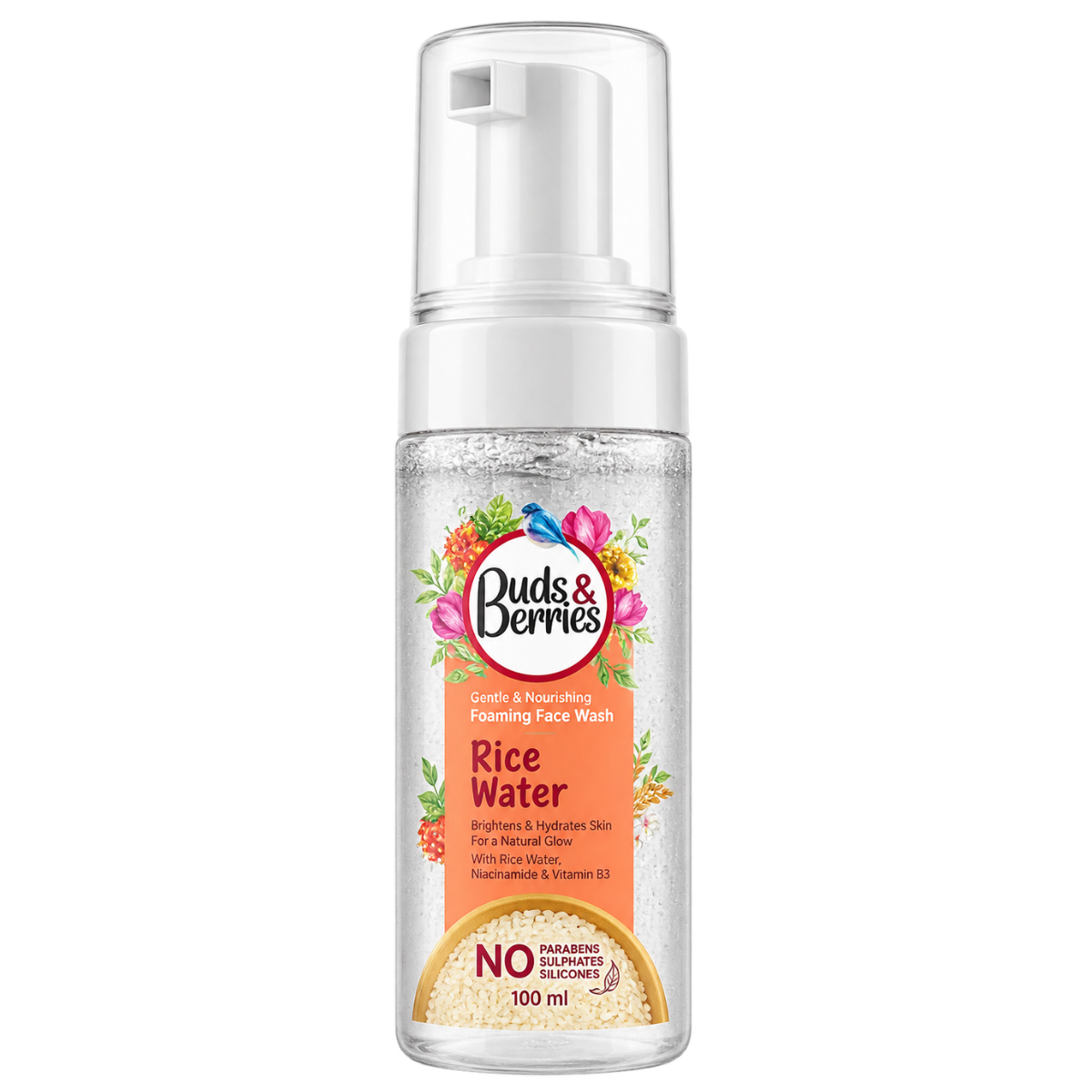 Buds & Berries Moisturising Foaming Face Wash with Rice Water - 150ml
