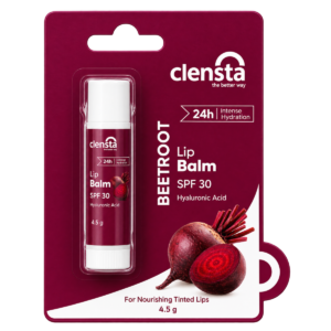 Clensta Beetroot Lip Balm SPF 30 with Hyaluronic Acid - 4.5g (For Nourished Tinted Lips)