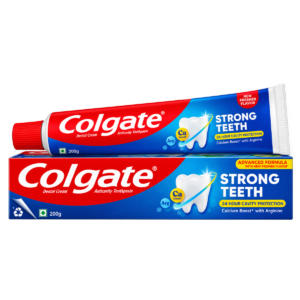 Colgate Strong Teeth Anticavity Toothpaste - 200g | Calcium Boost with Arginine | 24 Hour Cavity Protection