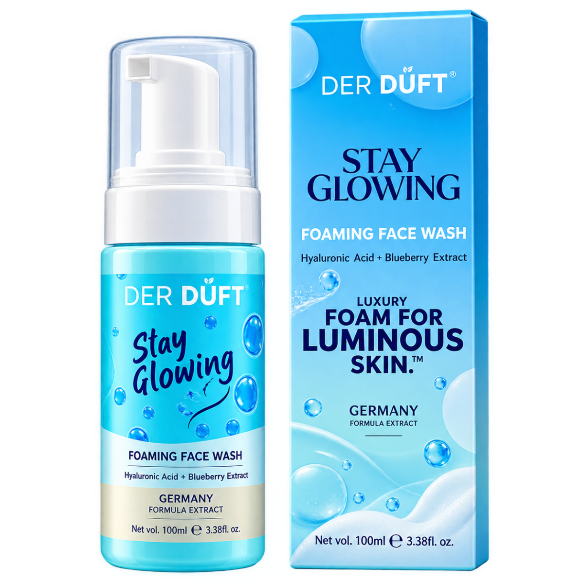 Der Düft Stay Glowing Foaming Face Wash with Hyaluronic Acid & Blueberry Extract - 100ml