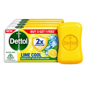 Dettol Lime Cool Germ Protection Bathing Soap (2x Menthol Saver Pack) - 4 x 60 g