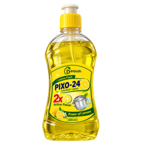 DIYUSH PIXO-24 Dishwash Liquid – Lemon Fresh (500 ml) | 2x More Active Power