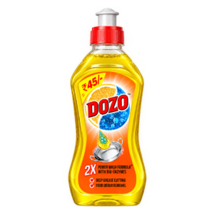 DOZO 2X Power Dishwash Liquid (250 ml) PET Bottle – Power Wash Formula with Bio-Enzymes | Lemon Fresh