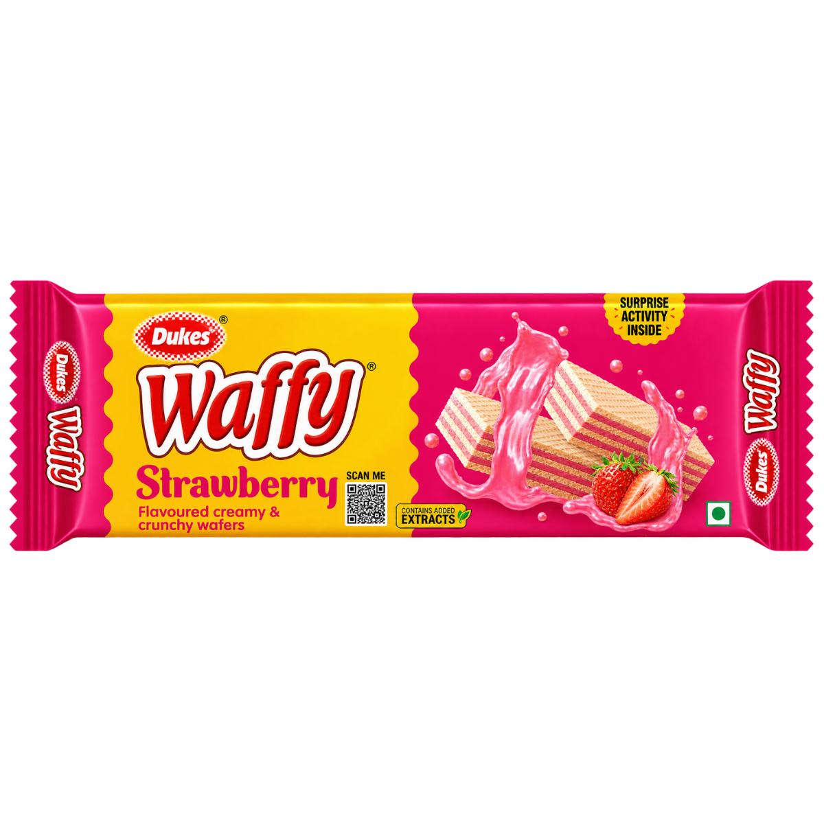 Dukes Waffy Strawberry Flavoured Creamy & Crunchy Wafers - 55 g