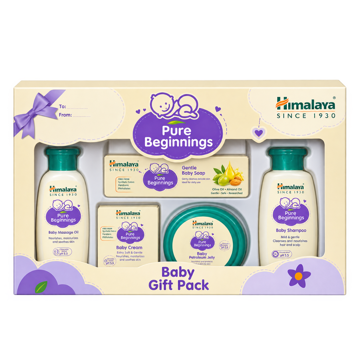 Himalaya Pure Beginnings Baby Gift Pack - 5-in-1 Baby Care Box Set with Pure Cow Ghee