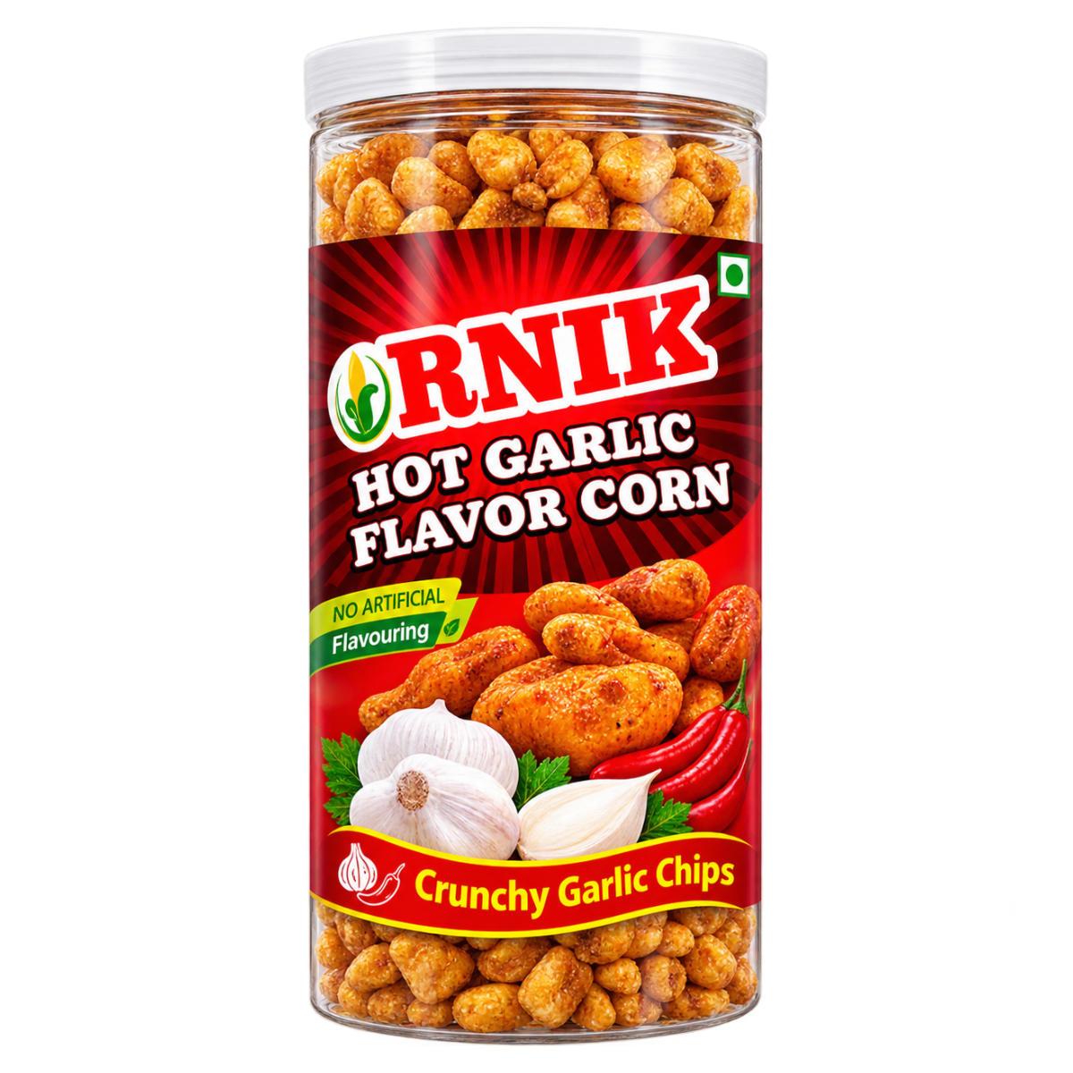 KSK Food Cornik Hot Garlic Flavor Corn Snacks - 80g