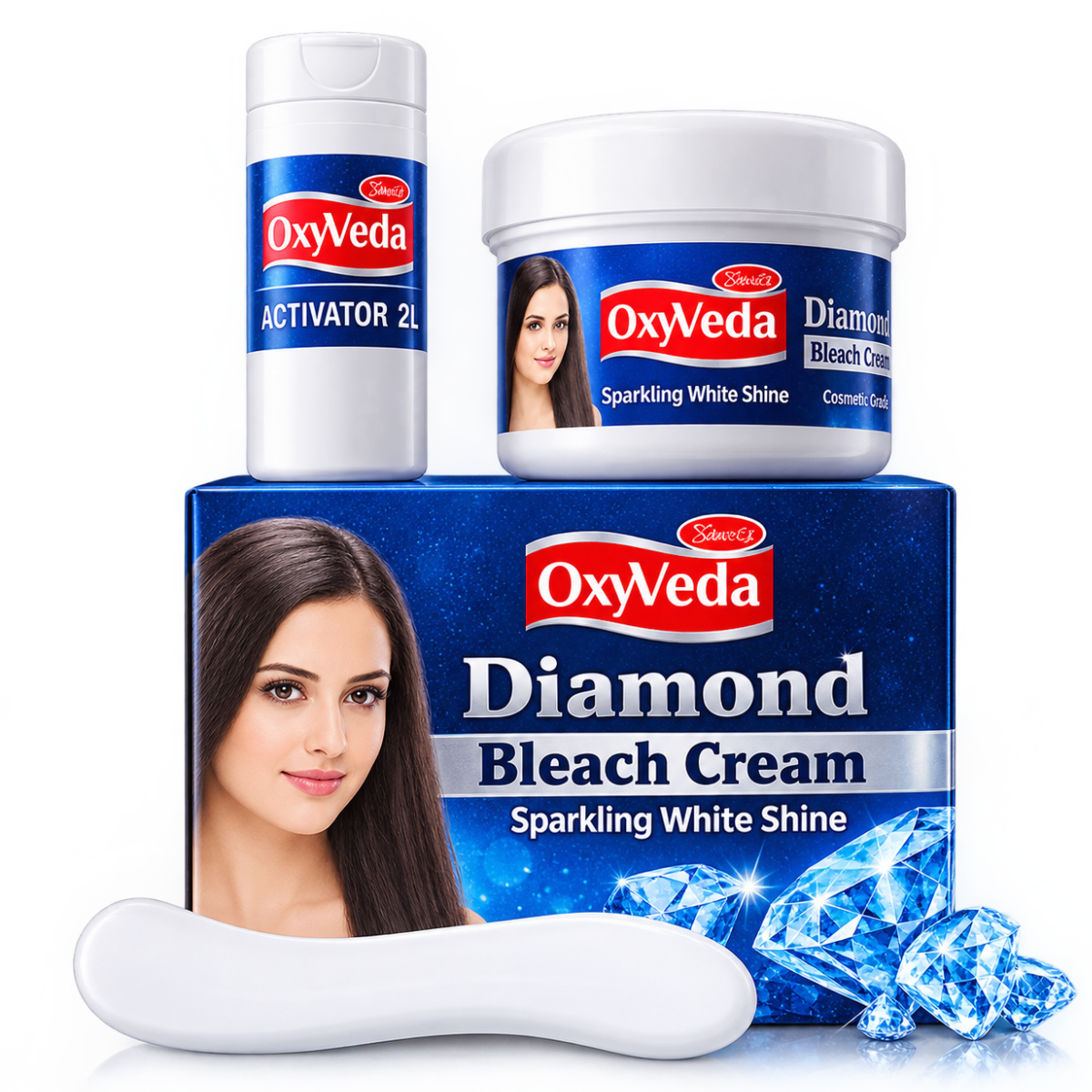 OxyVeda Diamond Bleach Cream - Sparkling White Shine - 10g