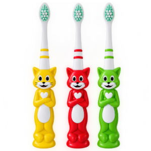 Pigeon Cool Cat Kids Toothbrush (Extra Soft Bristles with Suction Cup Base)
