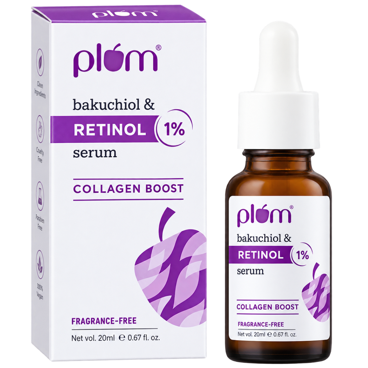 Plum 1% Retinol Face Serum with Bakuchiol for Collagen Boost - 20 ml