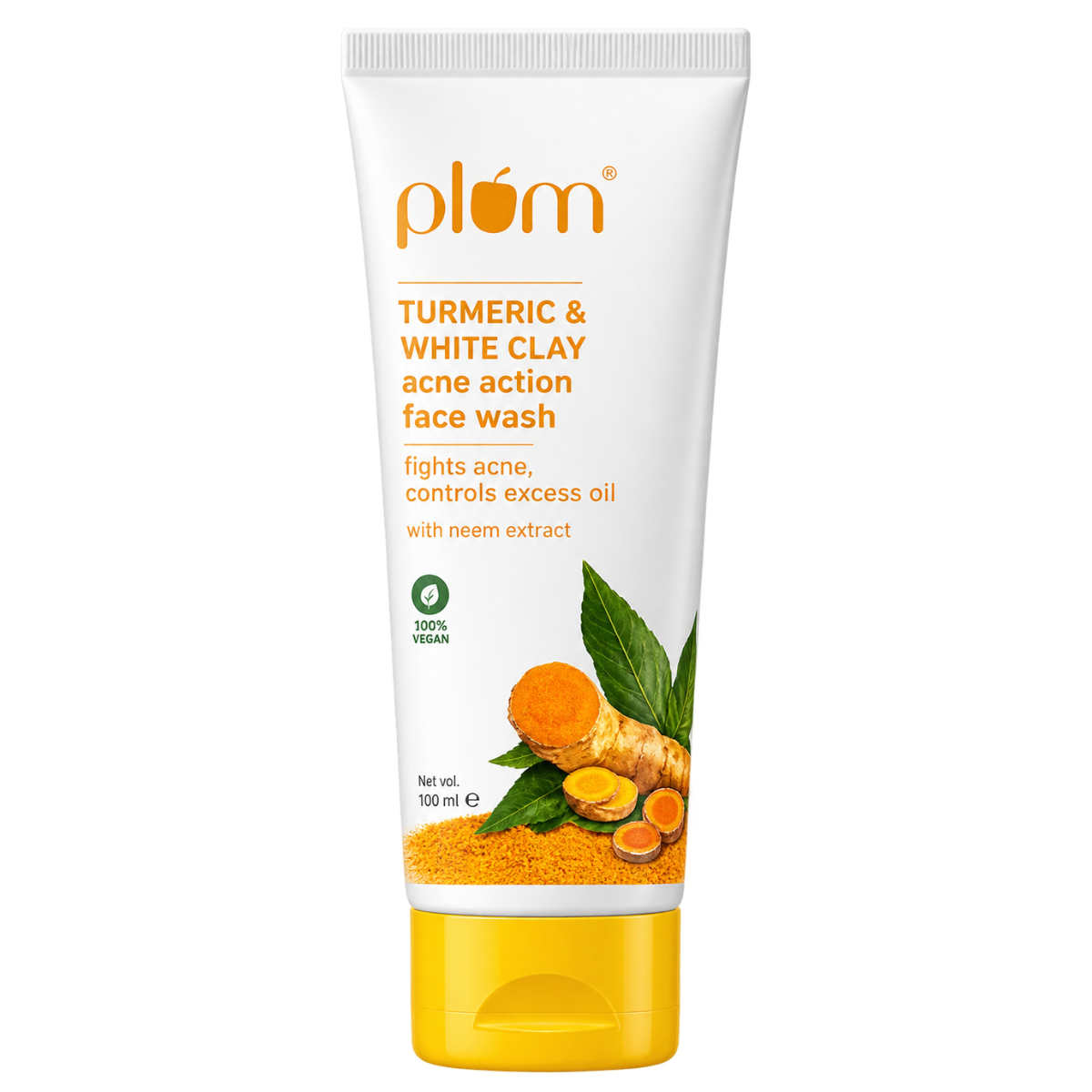 Plum Turmeric & White Clay Acne Action Face Wash with Orange Peel - 100g