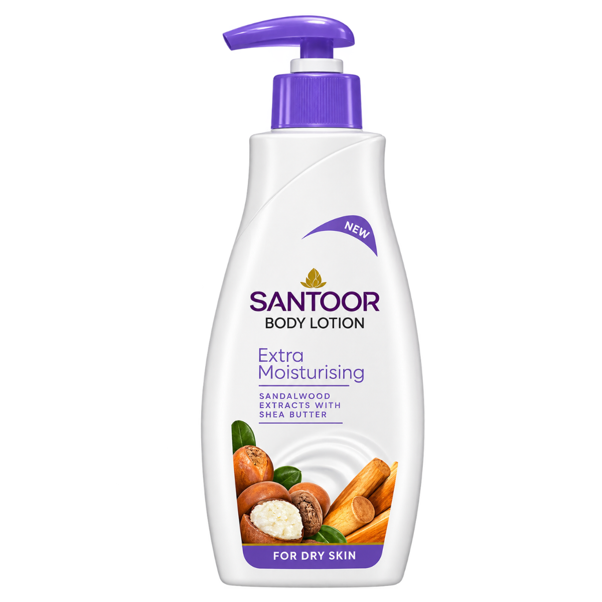 Santoor Perfumed Body Lotion – Extra Moisturising with Sandalwood Extracts, Shea Butter & Glycerin (250 ml)
