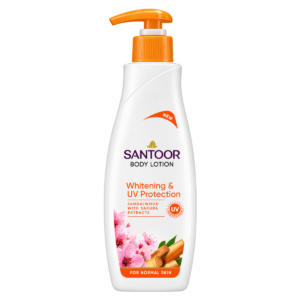 Santoor Body Lotion – Whitening & UV Protection with Sandalwood & Sakura Extracts (250 ml)