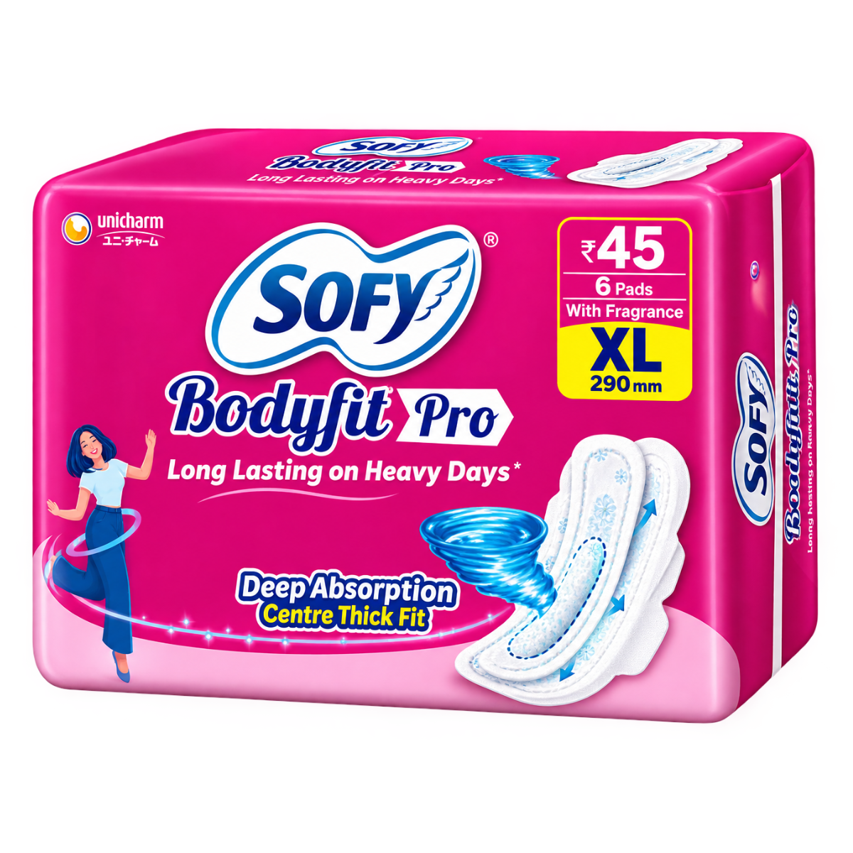 Sofy Bodyfit Pro XL Sanitary Pads (290 mm) With Fragrance - 6 Pads