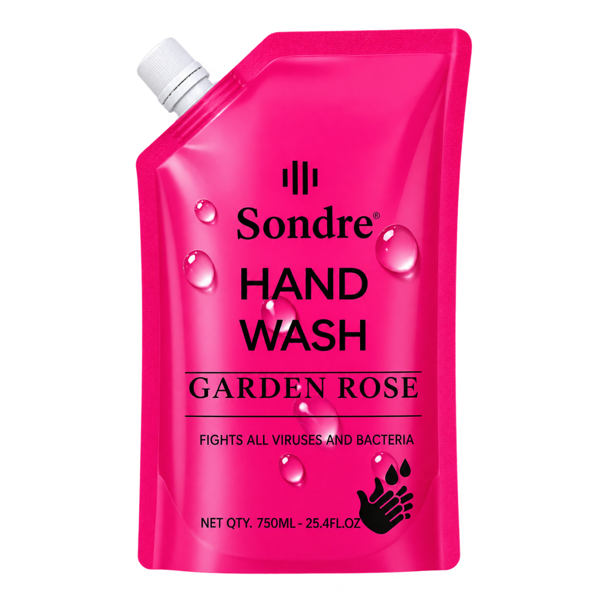 SONDRE Hand Wash Refill Pouch – Garden Rose (750 ml) – Fights All Viruses and Bacteria