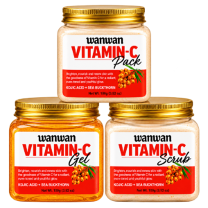 Wanwan Vitamin-C Skincare Set With Gel, Scrub & Pack Brightening Facial Care Combo (300g x 3)-900g