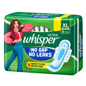 Whisper Ultra No Gap No Leaks XL Sanitary Pads - Pack of 6