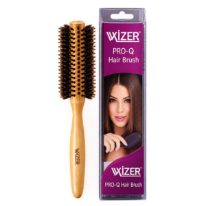 Wizer Pro-Q Hair Brush - Round Wooden Roll Comb / Blow Drying Brush