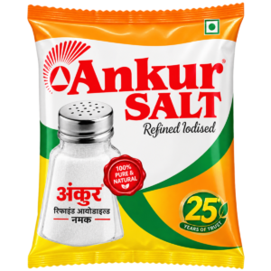 Ankur Refined Iodized Salt (2 kg) | Fine Free-Flowing Edible Common Salt for Daily Cooking