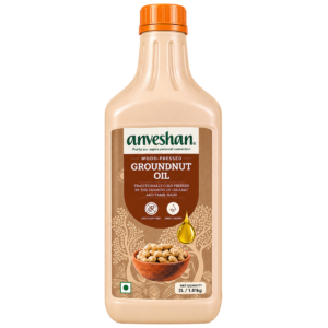 Anveshan Wood Cold Pressed Groundnut Peanut Oil (2 Litre Plastic Can) | Traditional Kacchi Ghani / Chekku Oil | Unrefined & Chemical-Free Cooking Oil