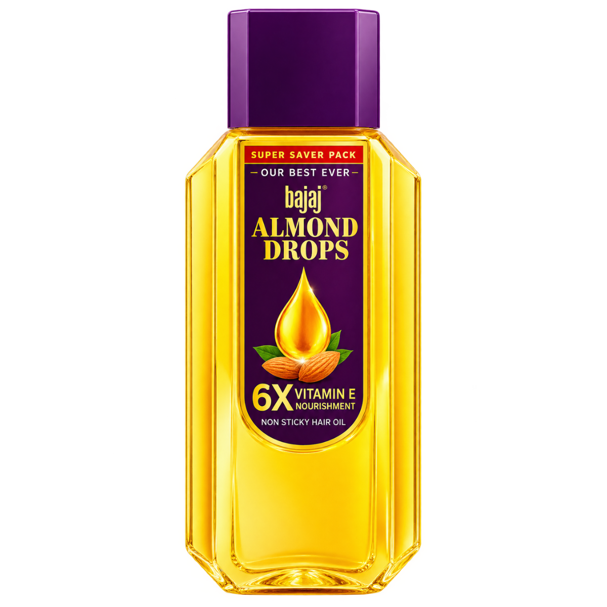 Bajaj Almond Drops Non-Sticky Hair Oil with 6X Vitamin E – 650ml (Super Saver Pack)