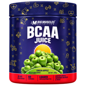 BIGMUSCLES NUTRITION BCAA Powder (300g, Green Apple) | Fast Absorption Intra-Workout | Promotes Muscle Recovery & Reduces Fatigue