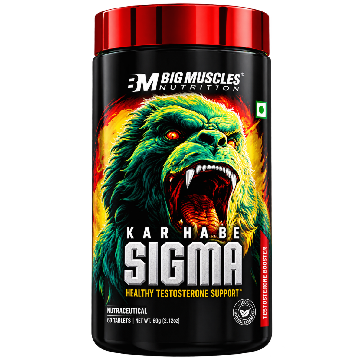 BIGMUSCLES NUTRITION Karnage Sigma (60 Capsules) | Natural Testosterone Booster Supplement for Energy, Stamina & Peak Athletic Performance