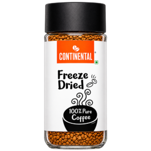 Continental Freeze Dried Instant Coffee (100g Glass Jar) | 100% Pure Dark Roasted Arabica Coffee Crystals | Aroma Locked Smooth Coffee for Hot & Cold Brews