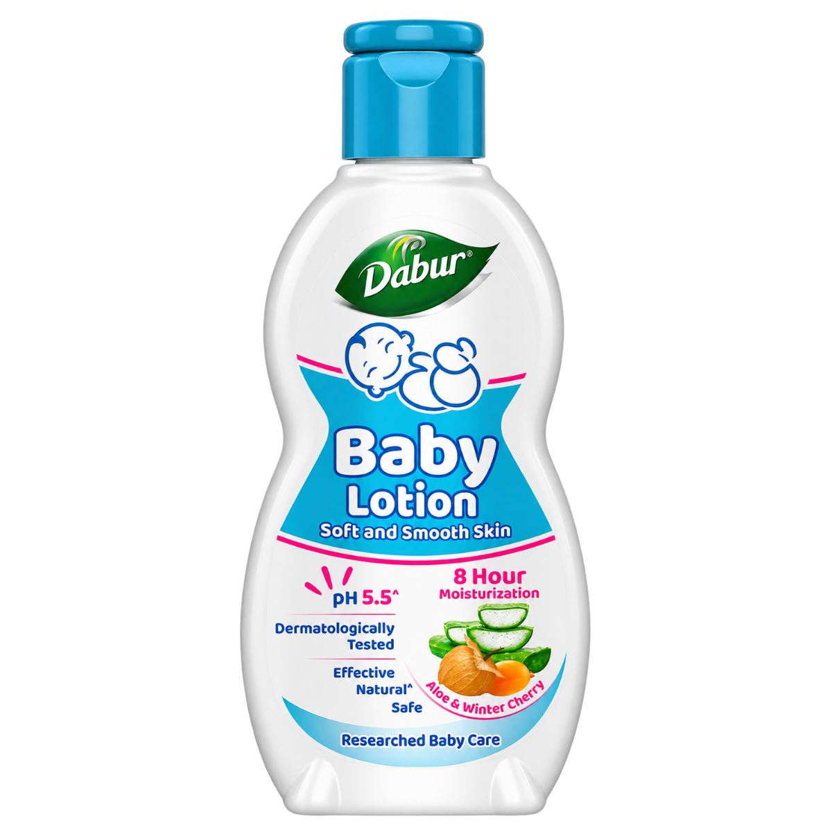 Dabur Baby Lotion (200 ml) | Nourishing Daily Moisturizing Body Lotion with Aloe Vera & Almonds | pH Balanced, Paraben & Phthalate Free