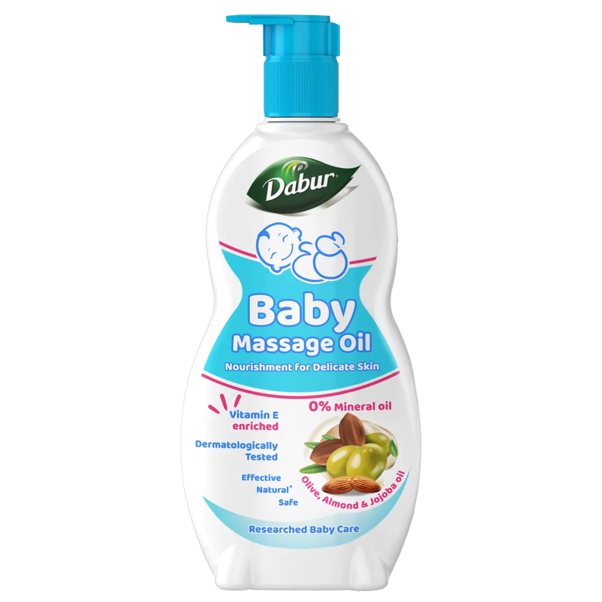 Dabur Baby Oil (500 ml) | Non-Sticky Ayurvedic Baby Massage Oil with Jojoba, Olive & Almonds | Paraben & Phthalate Free