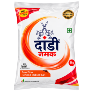 Dandi Free Flow Refined Iodised Salt (1 kg) | Pure White Edible Common Salt for Daily Cooking & Seasoning